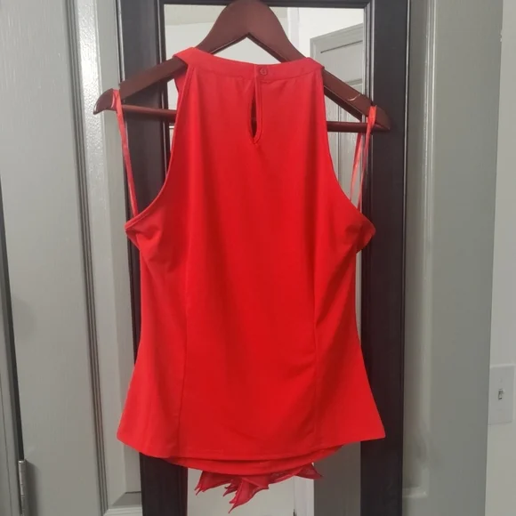 VENUS Vibrant Red Sleeveless Blouse W/ Fringe - Picture 7 of 7